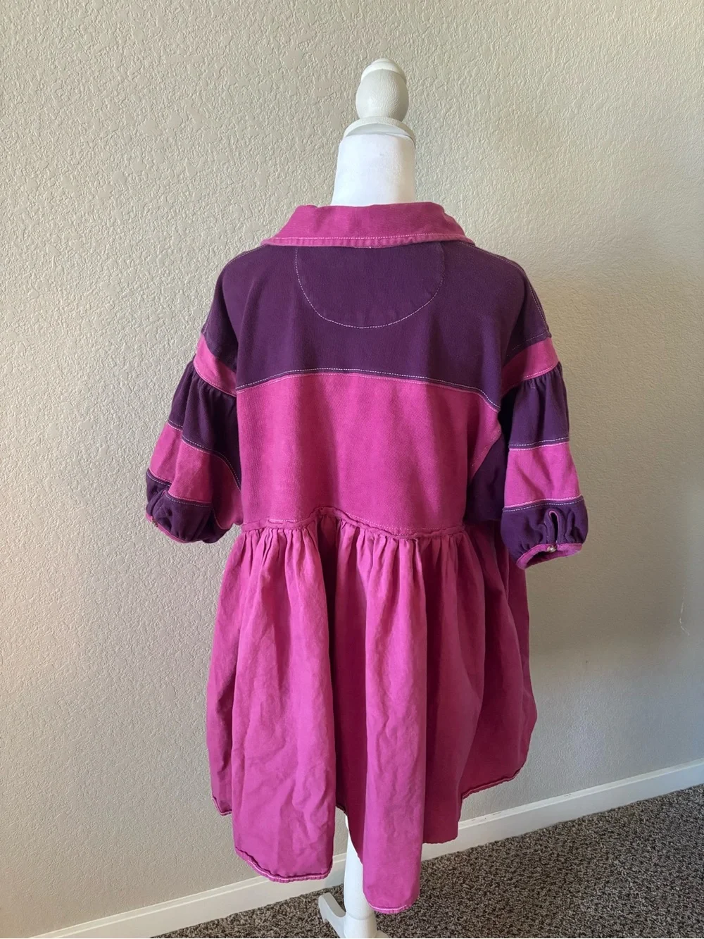 Free People Two-Tone Pink & Plum Polo Dress